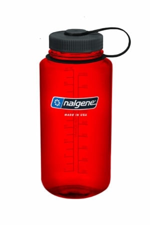 Nalgene Wide Mouth Water Bottle in Christmas Colors Red w// Green Cap 32 oz.