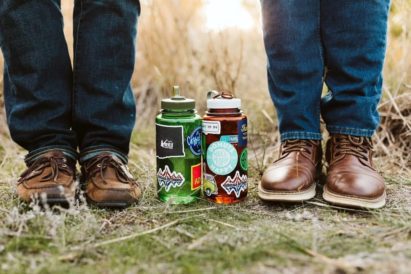 Wide mouth bottles with ample stickers - lifestyle photo