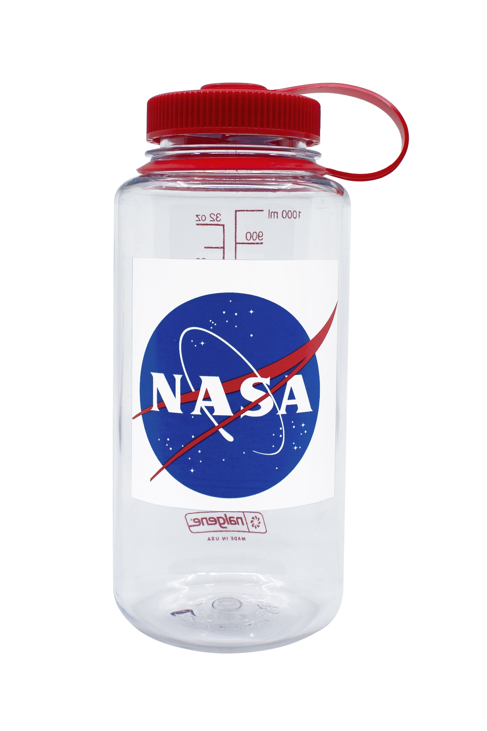 Nalgene Tritan Wide Mouth Water BPA-Free Water Bottle 32oz Red Bottle with Black Cap Set of 2