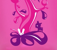 Up close graphic of Woodland Pink bottle graphic for kids grip and gulp