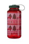 32oz Wide Mouth Ugly Sweater Bottle featuring a festive pattern of trucks, trees, and snowflakes in white and brown.