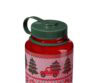 The 32oz Wide Mouth Ugly Sweater Bottle is red with a green lid and features a holiday design of trees and a red truck.