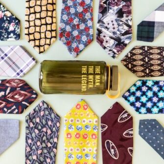 customized water bottle surrounded by ties